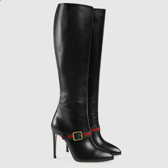 Gucci Shoes - New Gucci Black Sylvie Leather Knee Boots